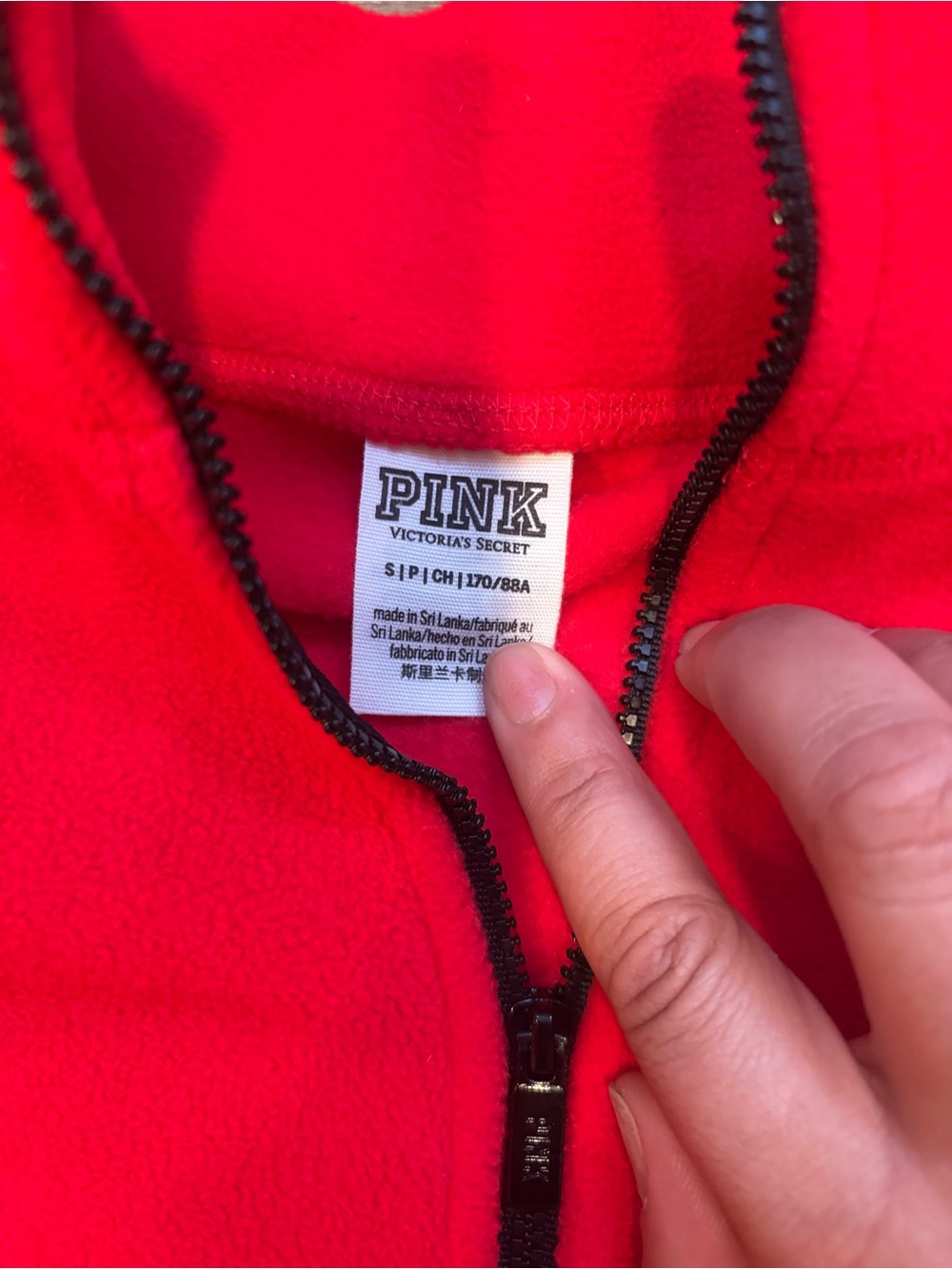 PINK Victoria's Secret Bright Red Zip Pullover - Picture 3 of 4